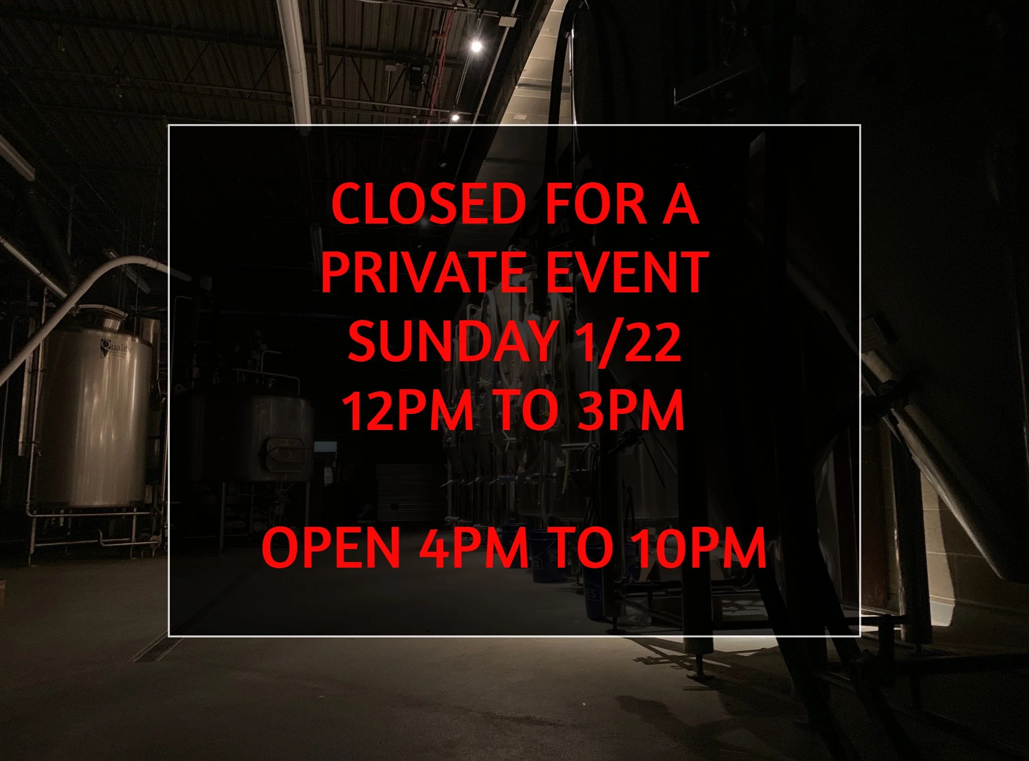 LATE OPEN: Sunday 1/22