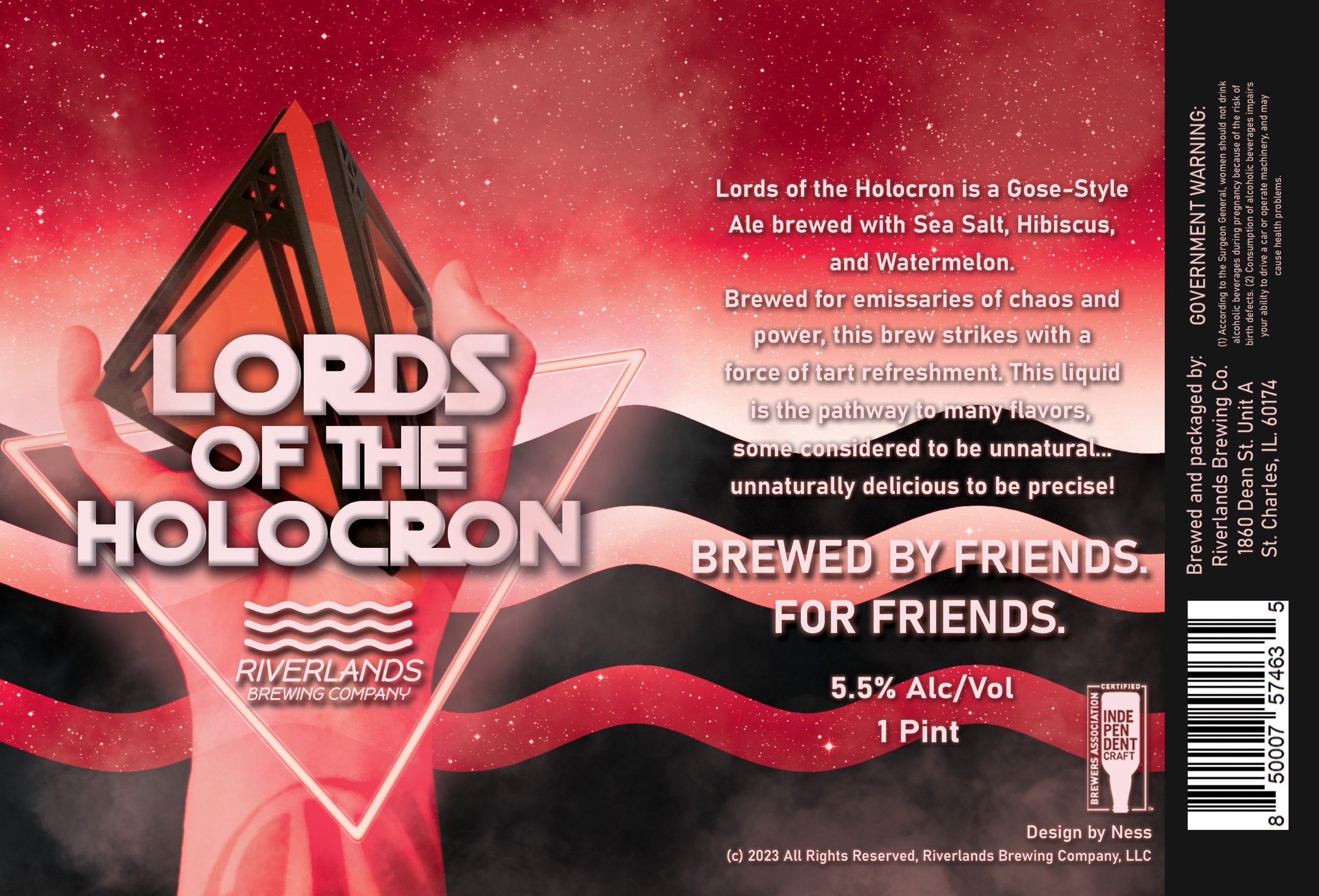  Lords of the Holocron Gose Style Sour Ale with Hibiscus, Watermelon, and Sea Salt 