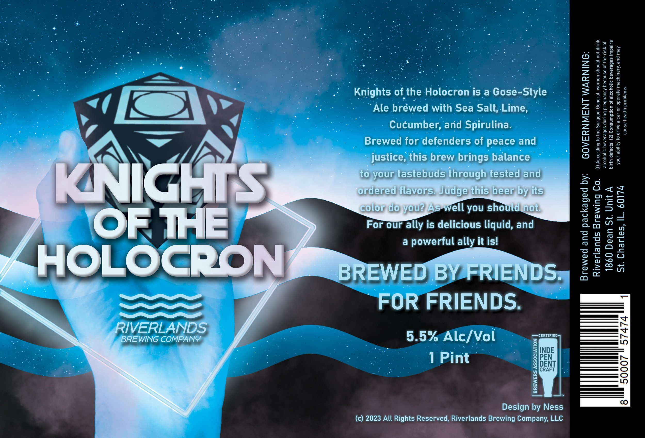  Knights of the Holocron Gose Style Sour Ale with Cucumber, Lime, Sea Salt, and Spirulina 