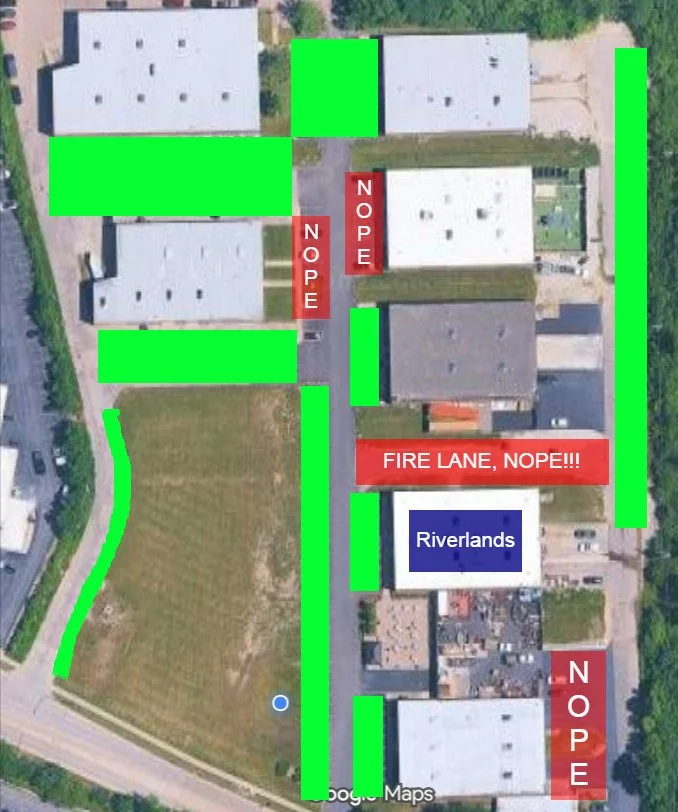 Parking at Riverlands Brewing, our brewery in St. Charles, Illinois.