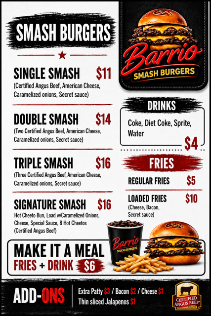 Barrio Smash Burgers at Riverlands in St. Charles on Thursday, July 2, 5pm!