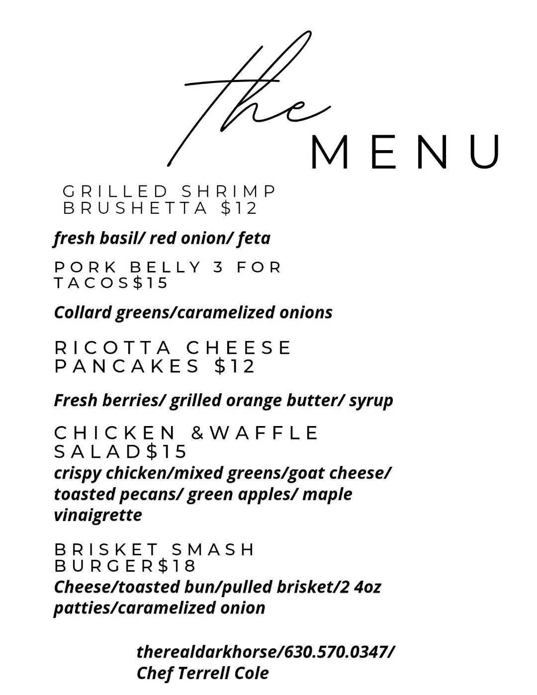 Dark Horse Grill's Menu for Mother's Day on Sunday, May 10th from 11am to sellout!