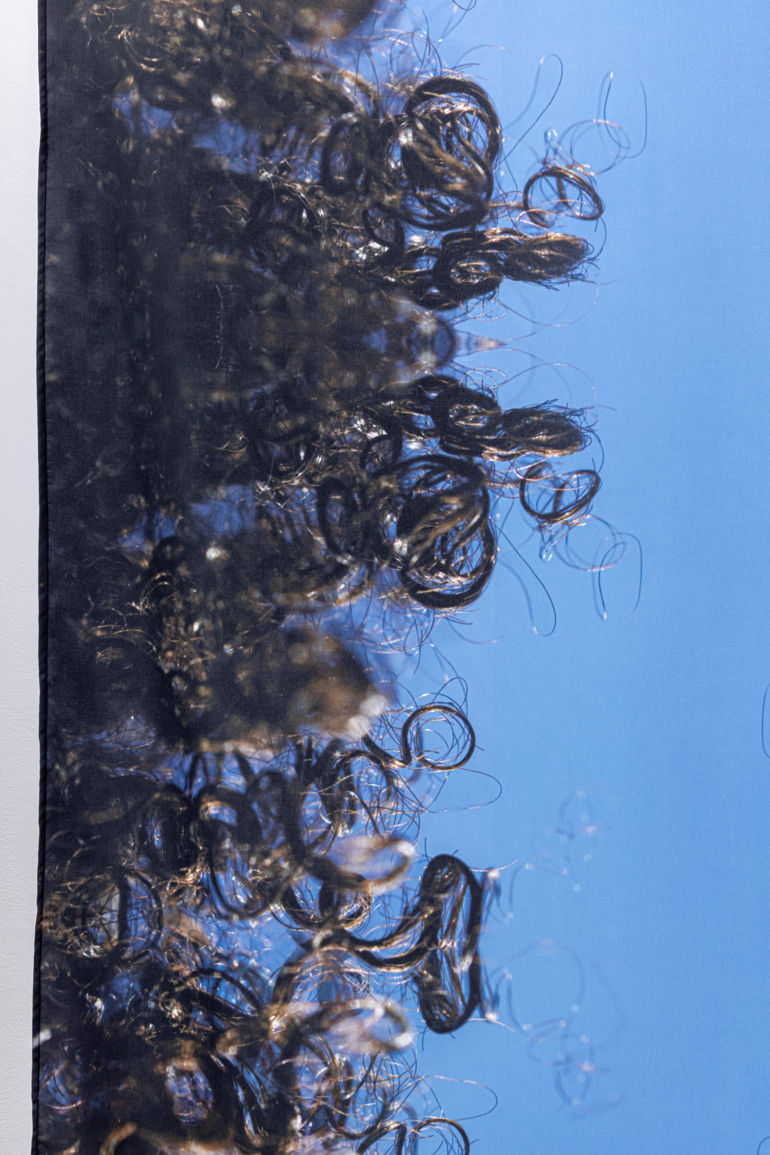 2022. Digital print on Dacron, 10’ x 4’. As seen at Susan Hobbs Gallery. Image by Toni Hafkenscheid.