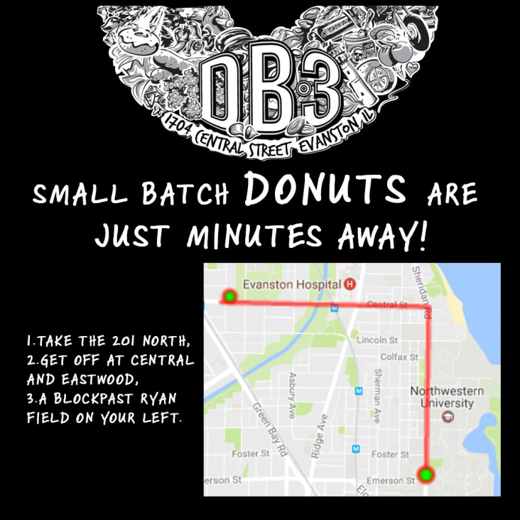 Since DB3 is pretty far from Northwestern, we created this graphic to show students it's just a quick stop off the CTA 201.