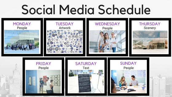 The team also made a Social Media Schedule with mock content to give the museum's staff a better picture of how to utilize the guide.