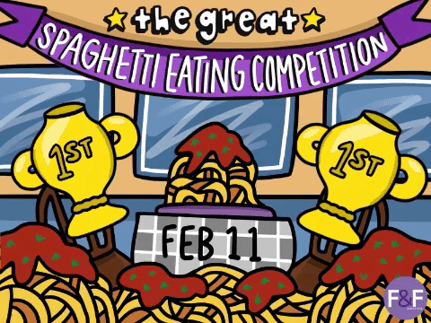 For our kickoff event, we hosted a spaghetti eating competition...