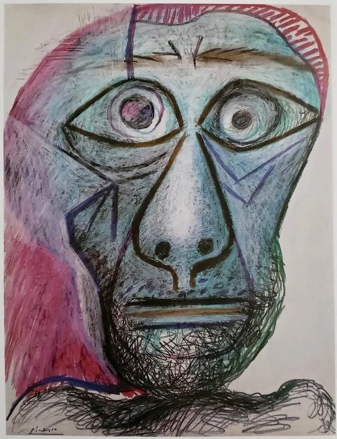 Self-Portrait, Facing Death, crayon, 1972