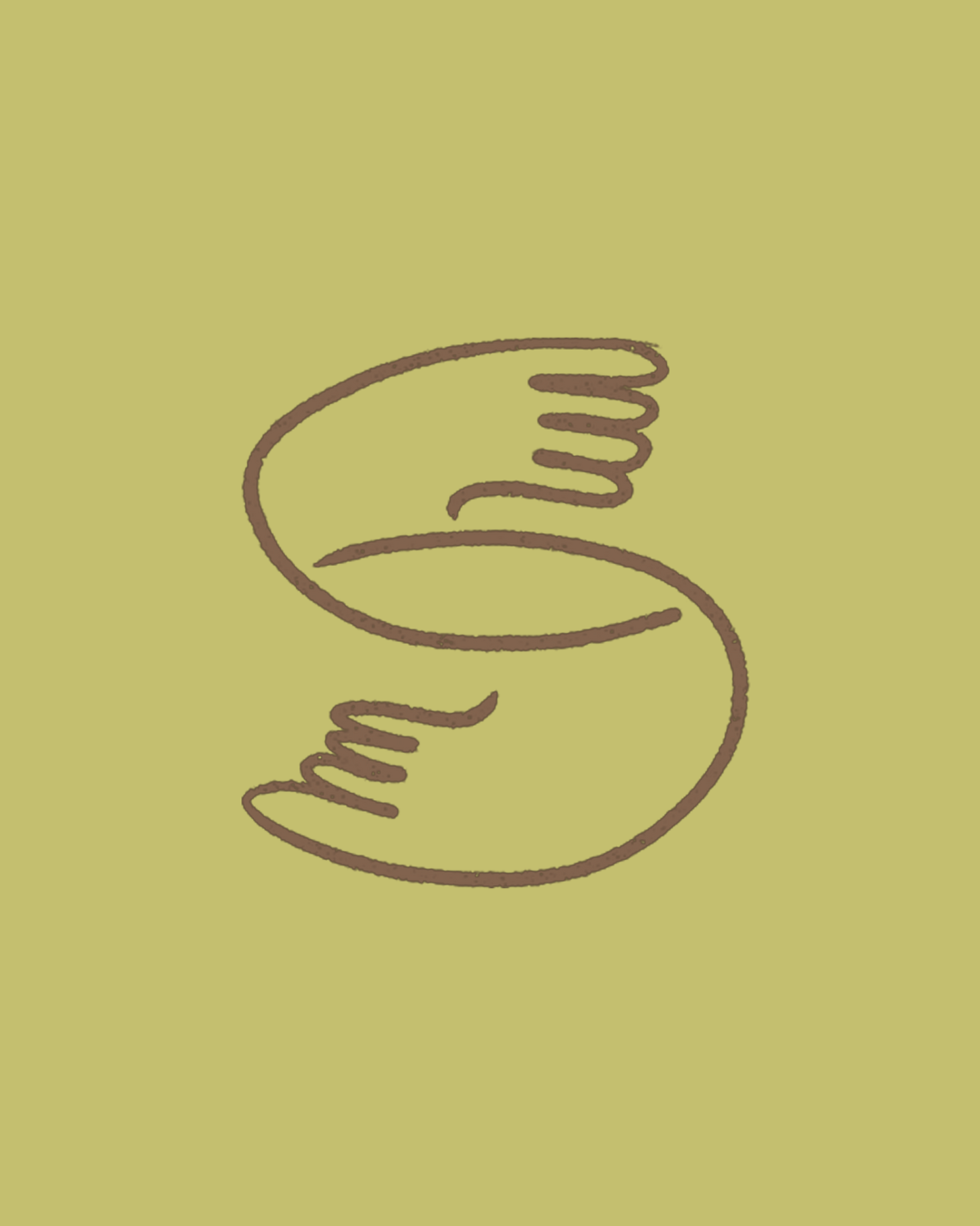 Ilustración lineal de dos manos que se están agarrando, sobre un fondo verde.