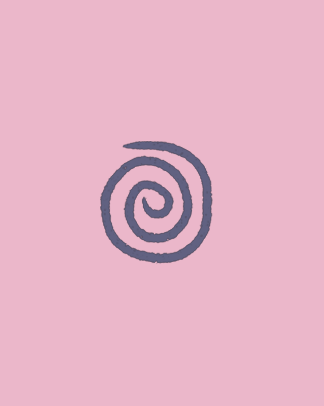 Trazado de una espiral en color gris oscuro sobre fondo rosa claro.