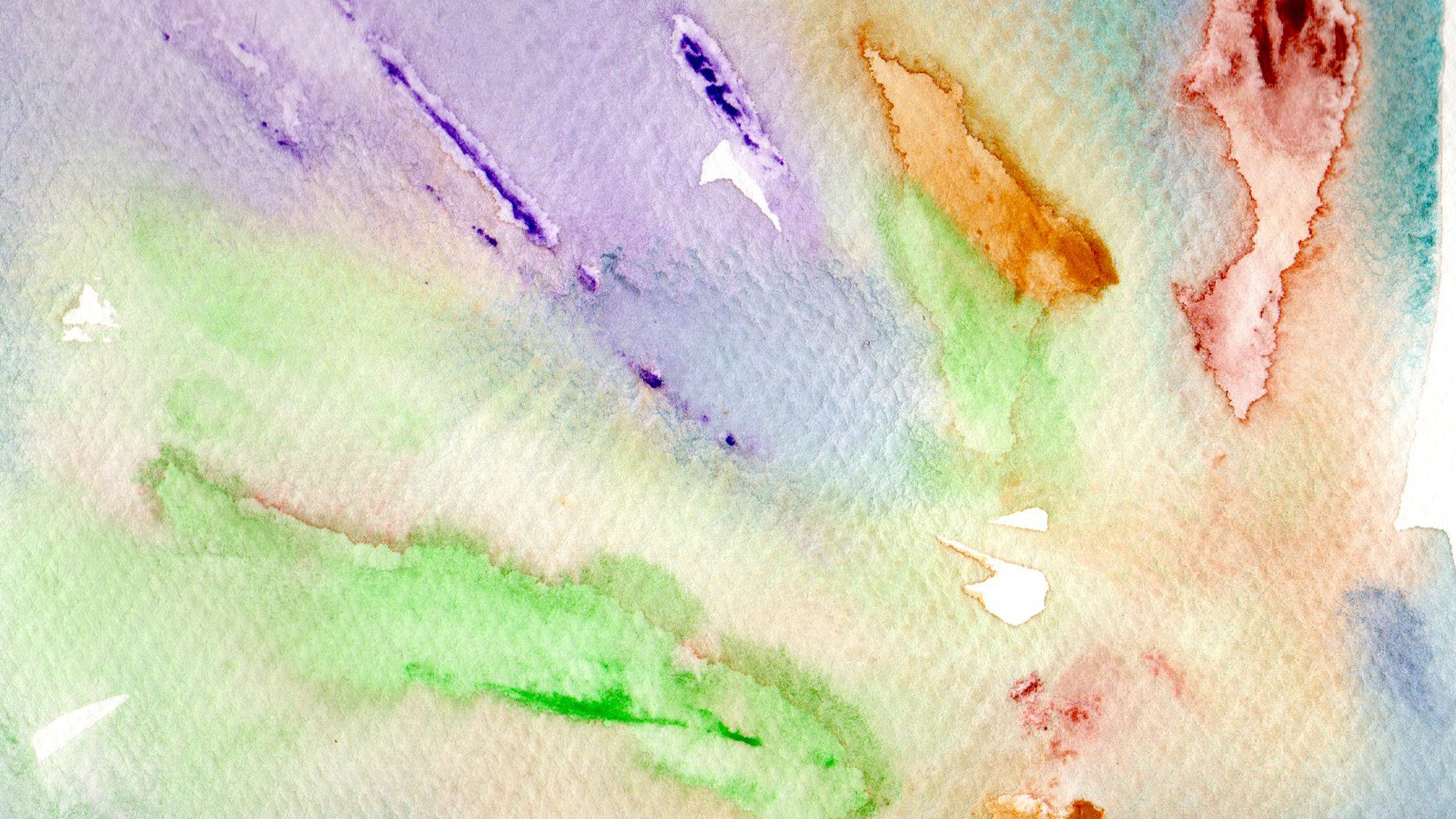 Pintura abstracta en acuarela con diversos tonos pastel y formas difusas.