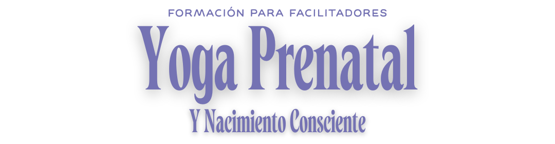 Texto en la imagen que dice 'Yoga Prenatal y Nacimiento Consciente' en letras grandes y moradas.