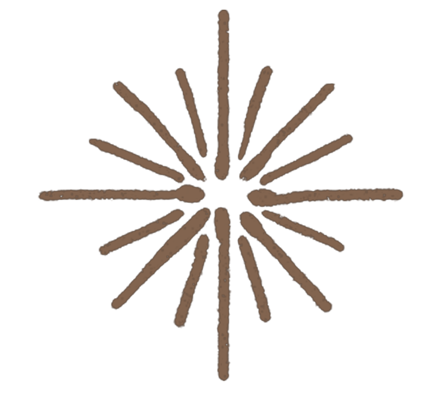 Estrella de paja decorativa color marrón claro con trazos gruesos en forma de rayos y forma de estrella de ocho picos.