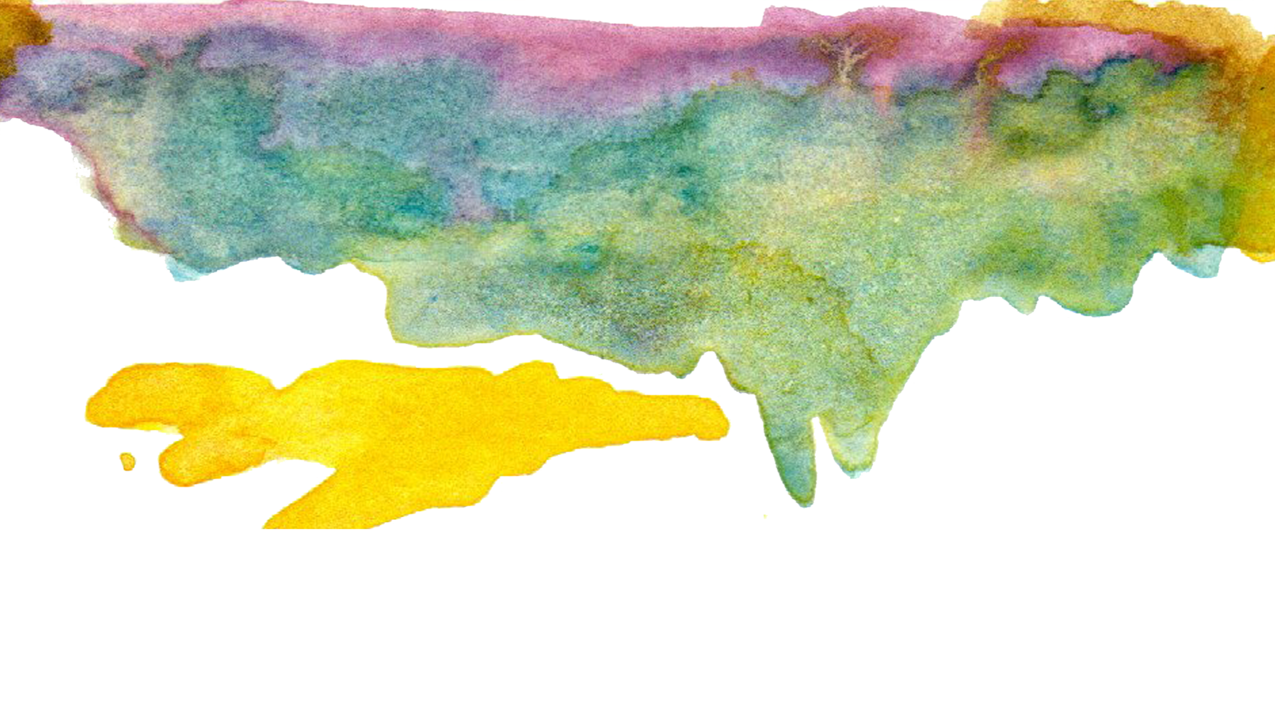 Pinturas coloridas en acuarela con formas abstractas y nebulosas sobre un fondo blanco.