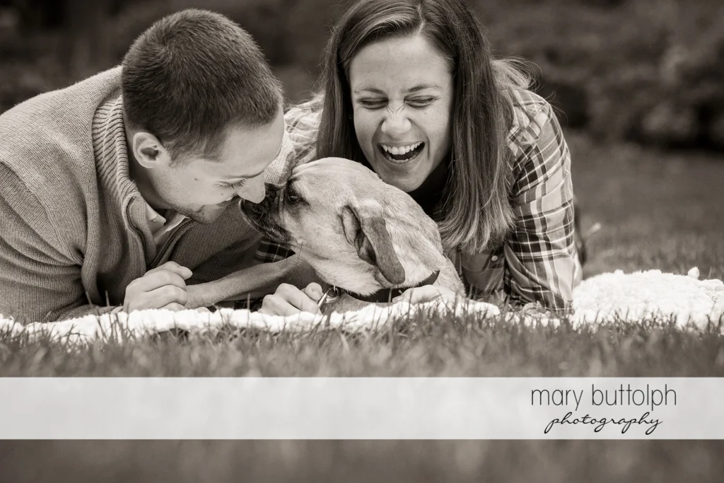 Couple can't get enough of their pet dog at Syracuse University Engagement