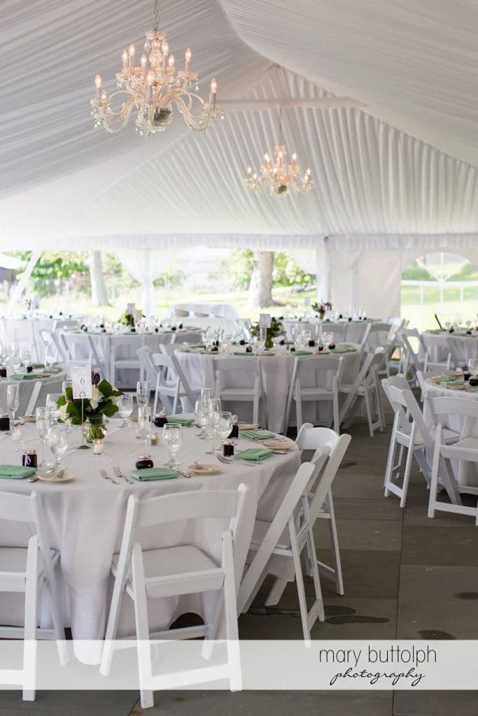 The wedding tent awaits guests at the Inns of Aurora Wedding