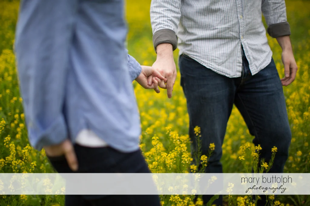 Couple's hands speak louder than words at the garden at the Hamilton Inn Engagement