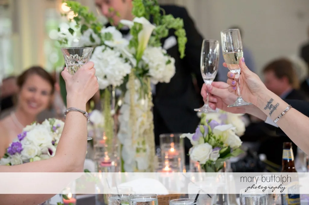 Tattooed bride and her guests toast to the good times at Emerson Park Pavilion Wedding