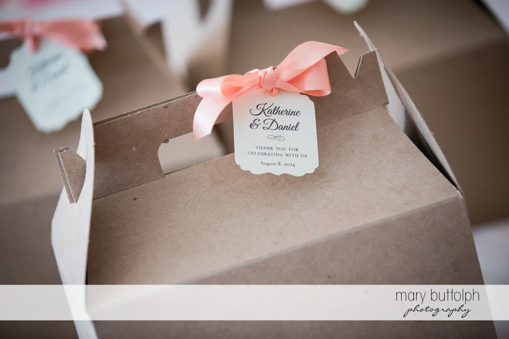 Giveaways for guests at the Inns of Aurora Wedding