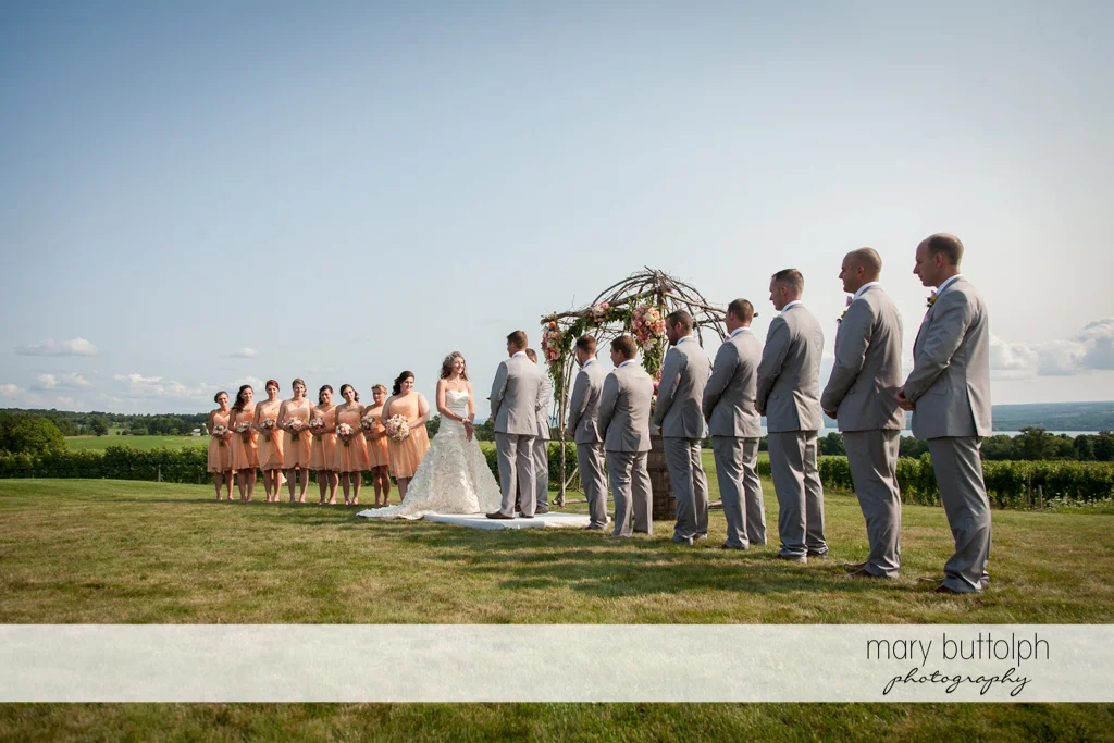 The wedding party in the garden at the Inns of Aurora Wedding