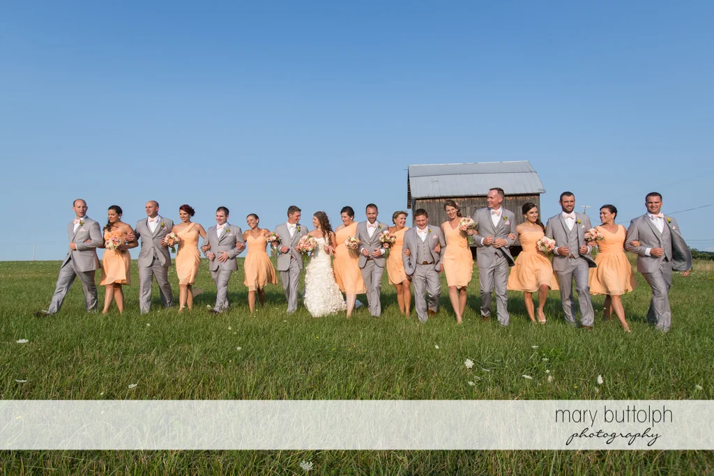 The wedding party in the garden at the Inns of Aurora Wedding