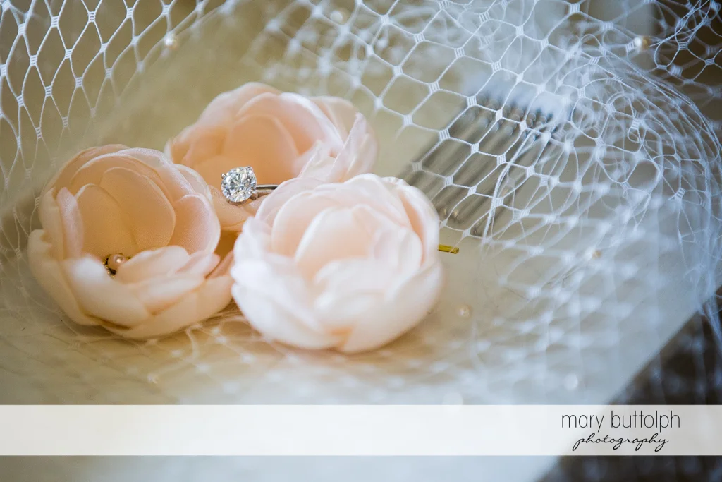 Bride's beautiful wedding veil at the Inns of Aurora Wedding