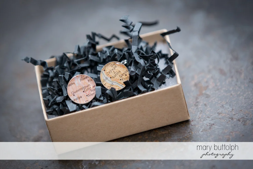 Wedding decorations in a box at the Inns of Aurora Wedding