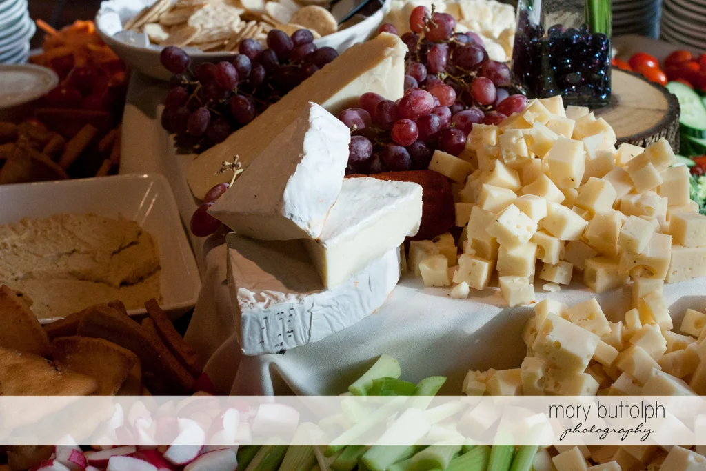 Cheese and fruits for guests at the Sherwood Inn Wedding