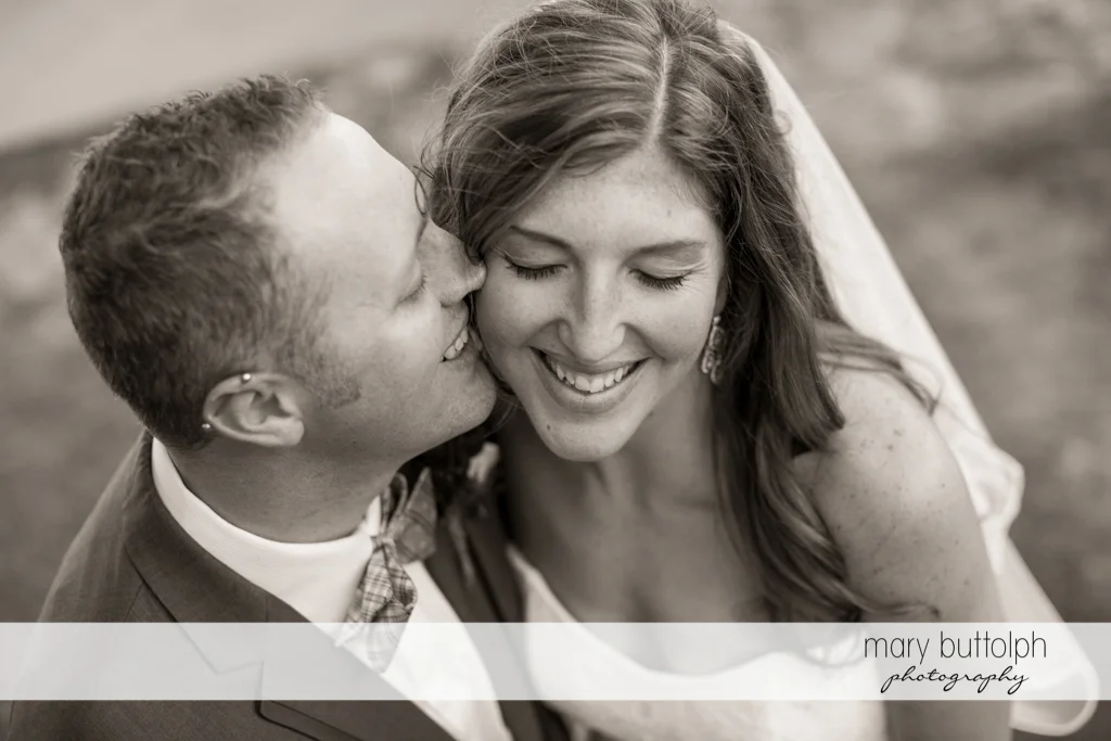 Couple share a happy moment at the Sherwood Inn Wedding