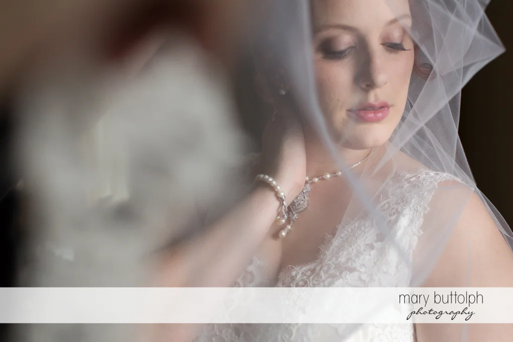Close up shot of the bride at Frog Pond Bed & Breakfast Wedding