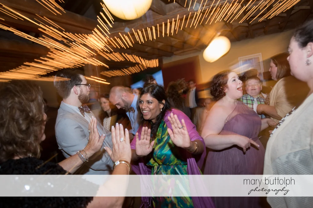 Guests dance the night away at the wedding venue at Frog Pond Bed & Breakfast Wedding