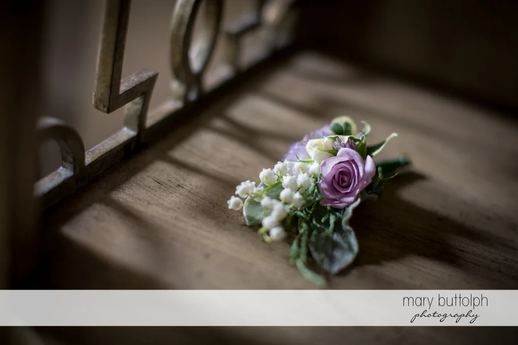 Bride's corsage at Frog Pond Bed & Breakfast Wedding