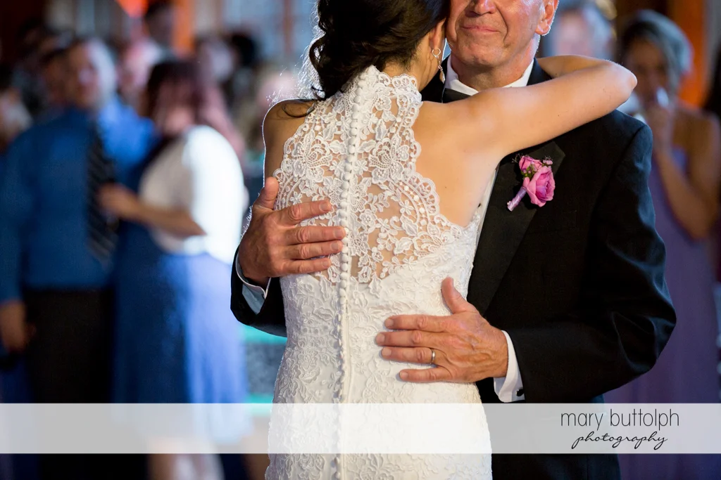 Bride and her dad on the dance floor at the Lodge at Welch Allyn Wedding