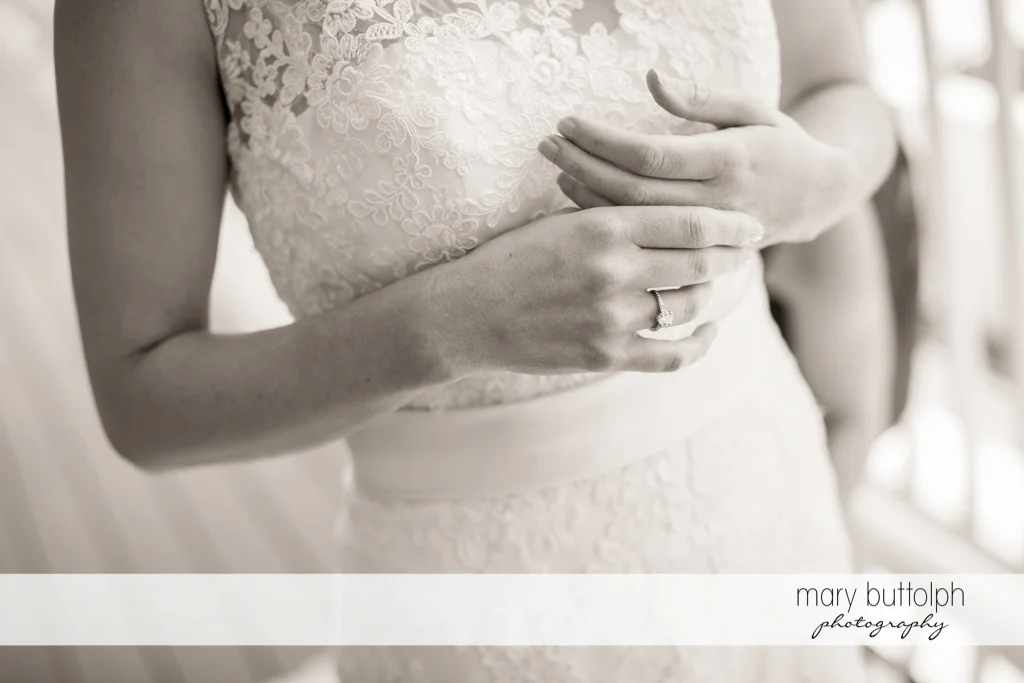 Midsection shot of the bride at the Inns of Aurora Wedding