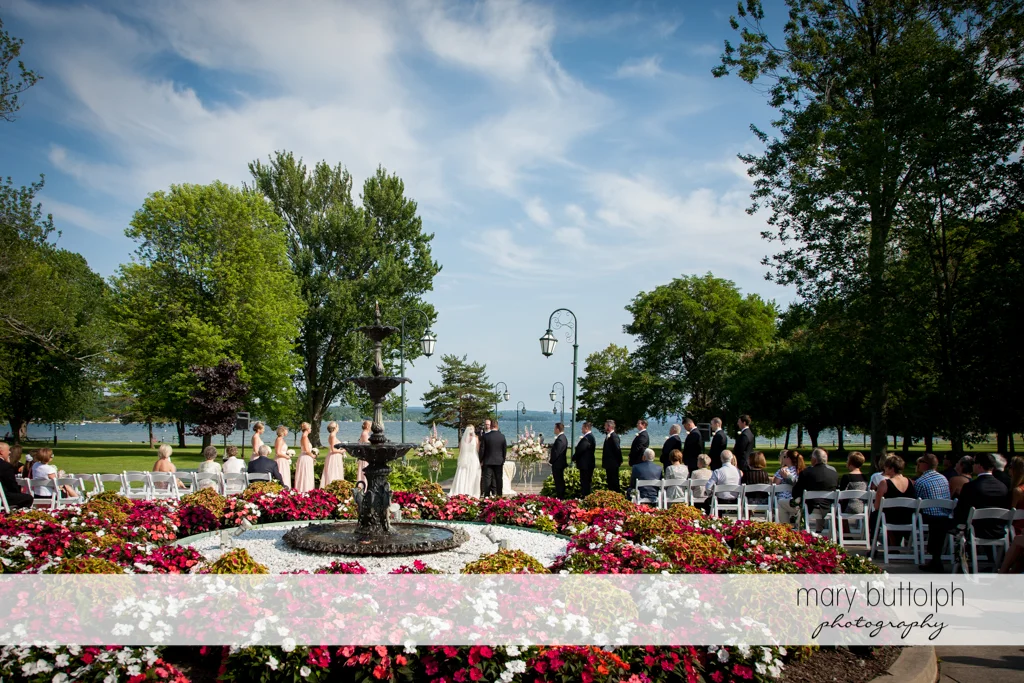Long shot of the garden wedding at Emerson Park Pavilion Wedding