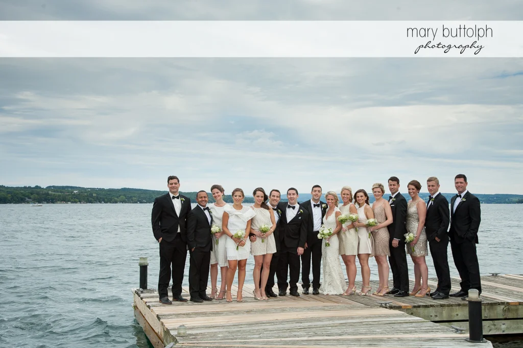 The wedding party by the lake at Skaneateles Country Club Wedding