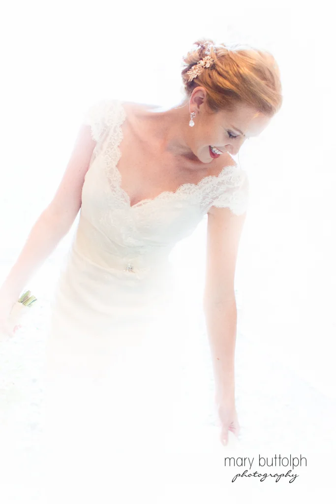 Bride is as white as snow at the Inns of Aurora Wedding