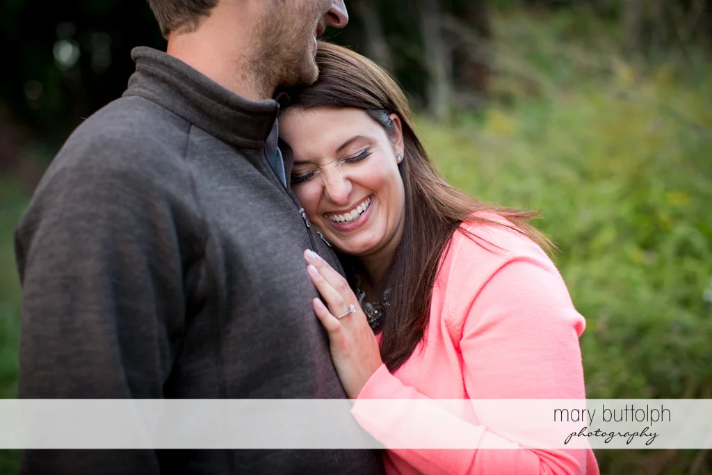Couple pause at the park at Marcellus Engagement