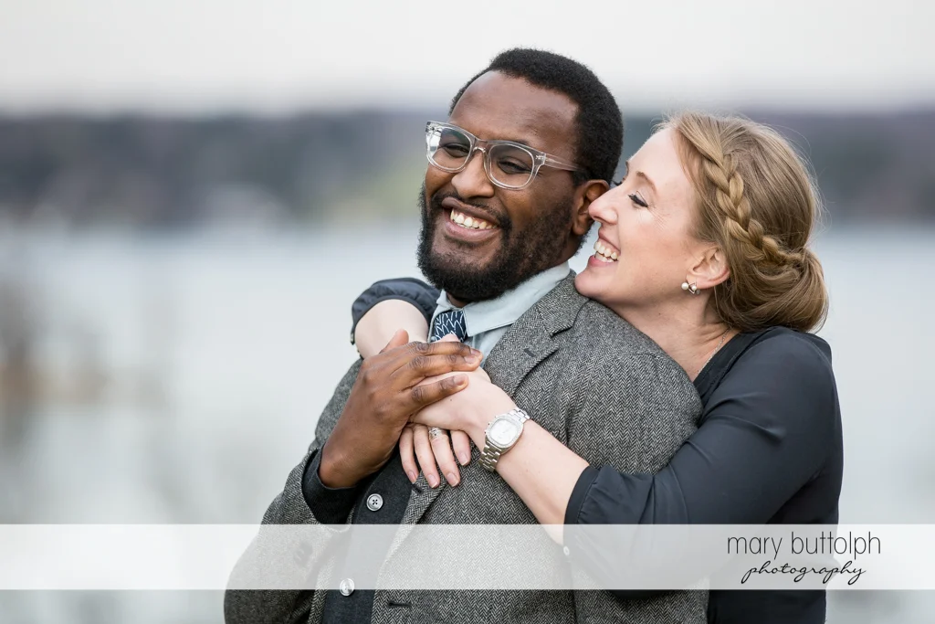 Couple in good mood at Skaneateles Engagement