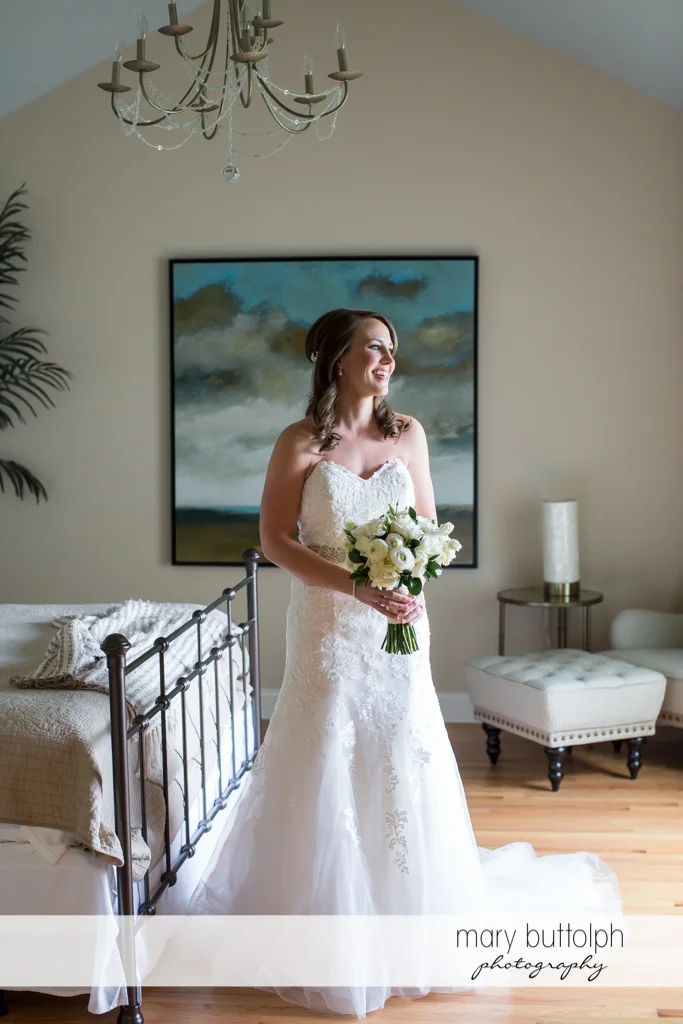 Bride gets ready for the big day in her room at Skaneateles Country Club Wedding