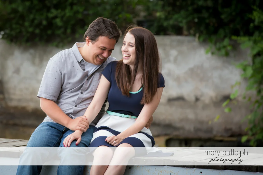 Couple having a good time at Skaneateles Engagement