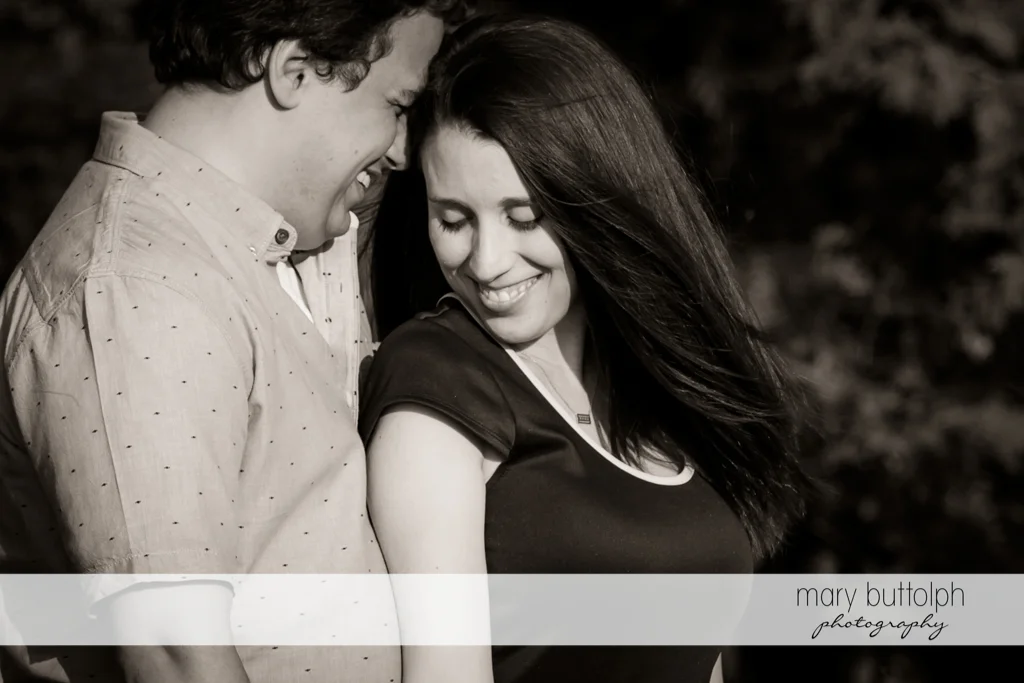 Couple in good mood at Skaneateles Engagement