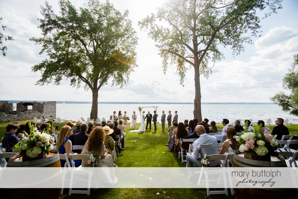 Couple tie the knot in a garden wedding at the Inns of Aurora Wedding