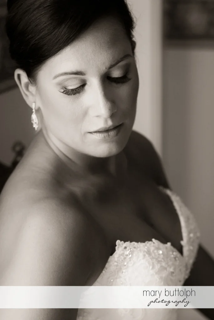 Bride in close up shot at The Lodge at Welch Allyn Wedding