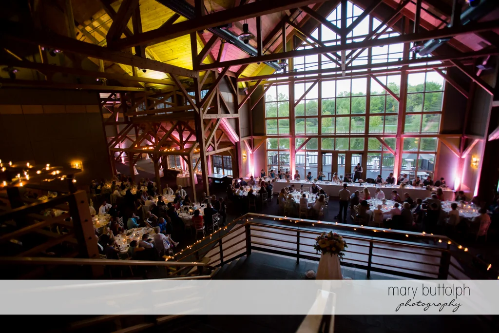Guests fill up the wedding venue at The Lodge at Welch Allyn Wedding