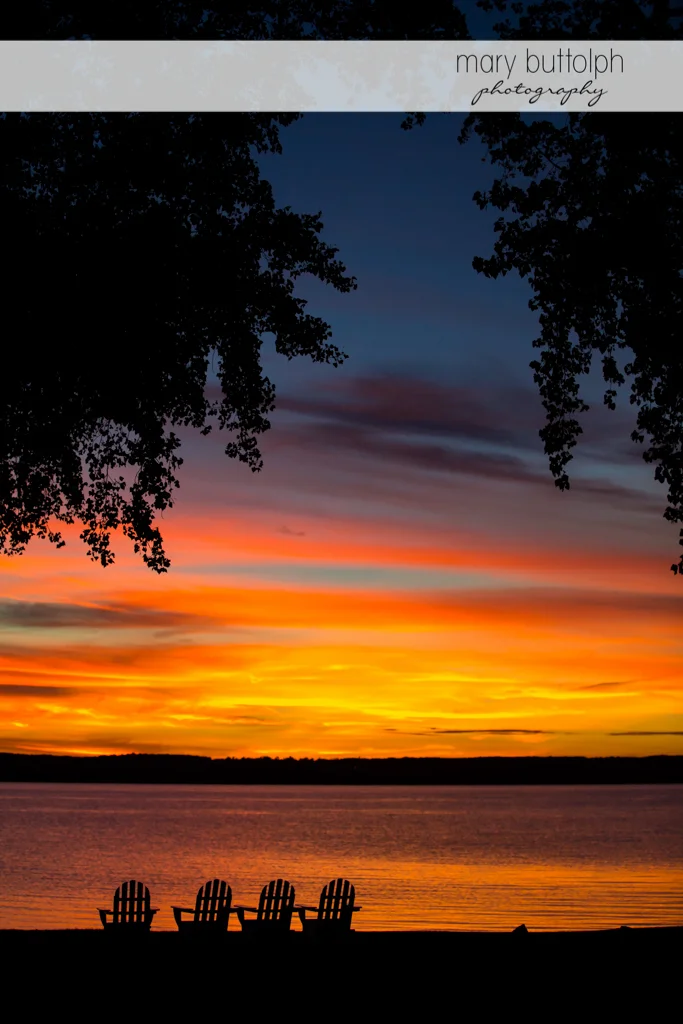 The sunset is beautifully captured in this shot at Aurora Inn Wedding