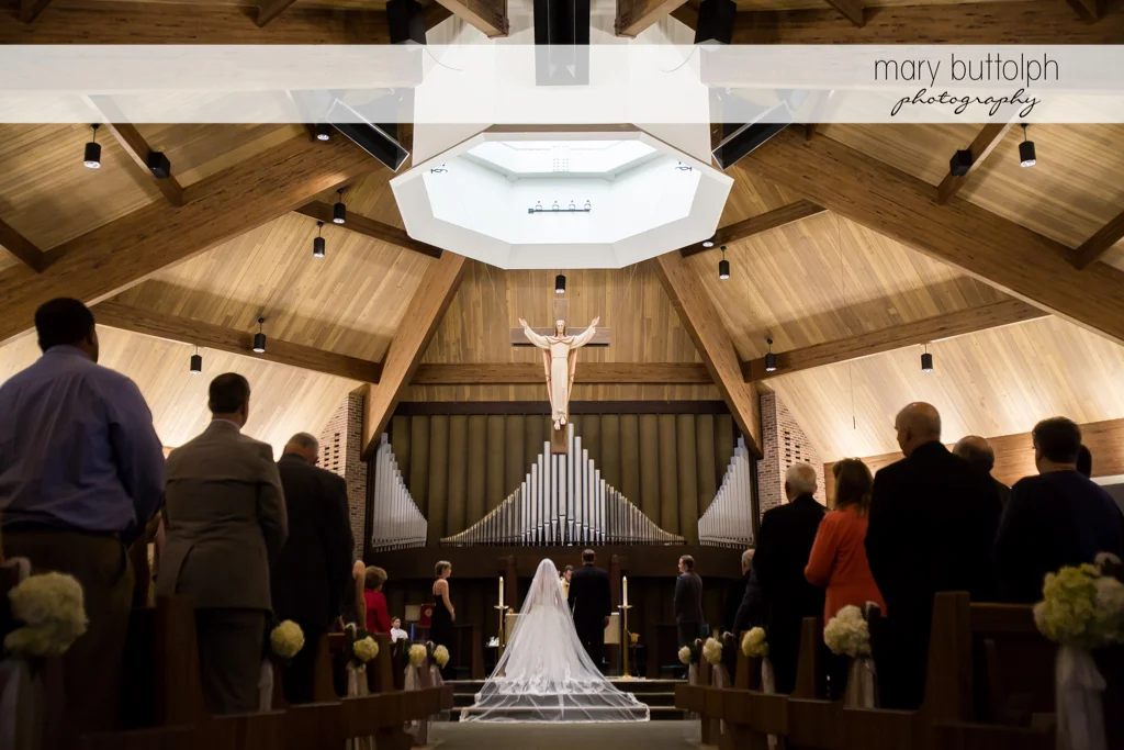 Couple being wed in front of the altar at SKY Armory Wedding