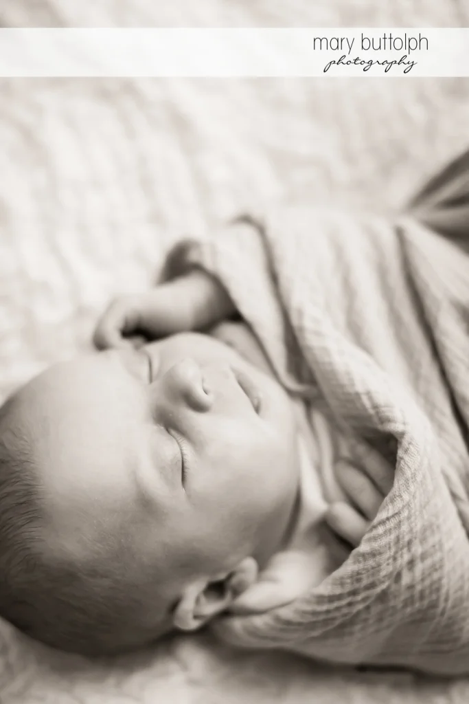 Close up shot of sleeping baby at Skaneateles Newborn
