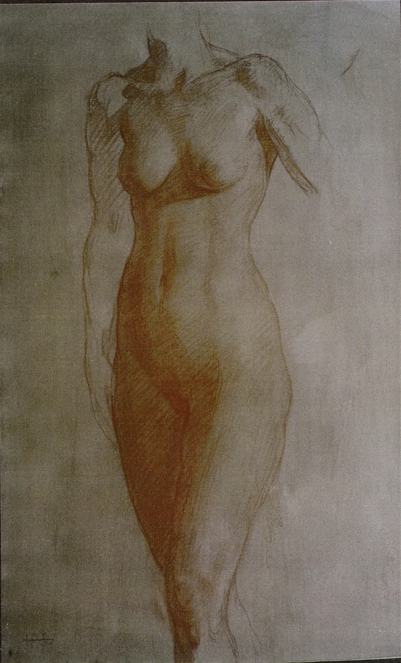 Red chalk figure drawing