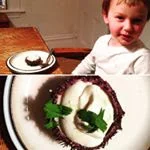 Sea urchin with cream and 4-year-old