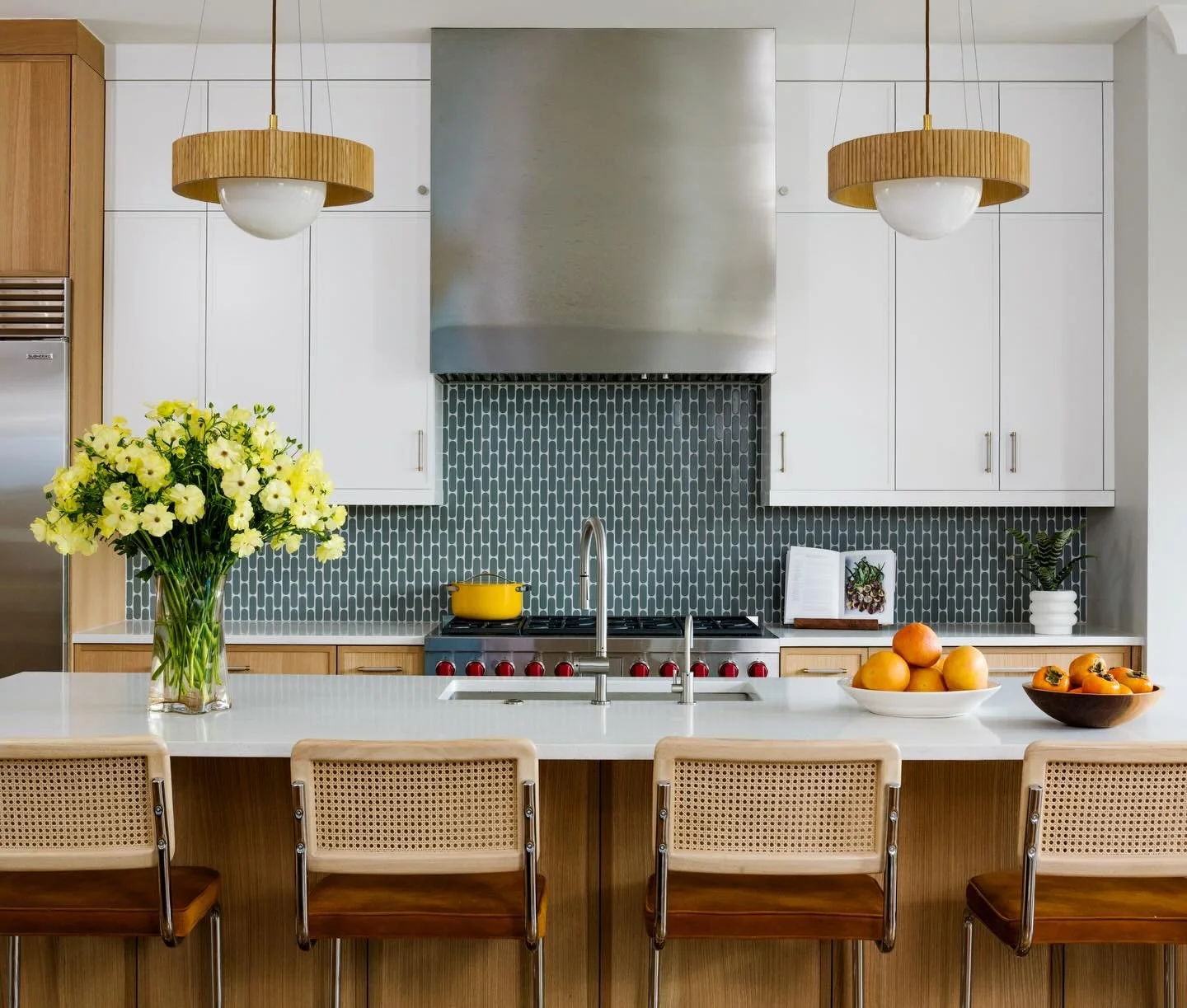Mid-Century Modern, Reimagined: a first look at the kitchen from this project layered with midcentury inspiration and thoughtful updates for living today. From the playful backsplash to sophisticated white oak cabinetry, stay tuned for a reel later t